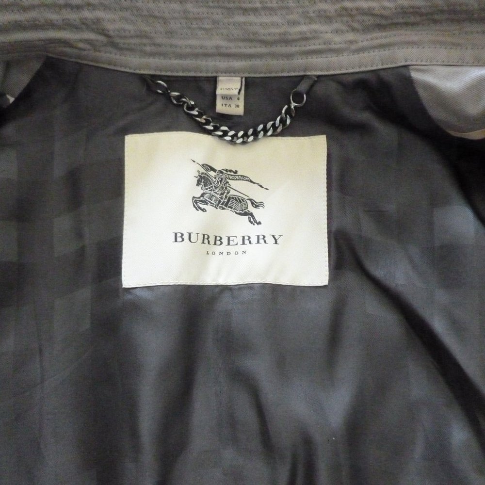 Burberry Gray Double-Breasted Trench Coat - Picture 6 of 9